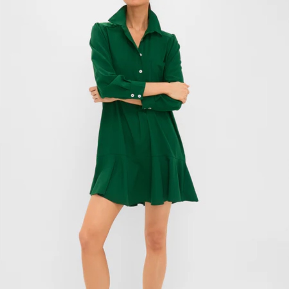 Hunter Green Crepe Callahan Dress